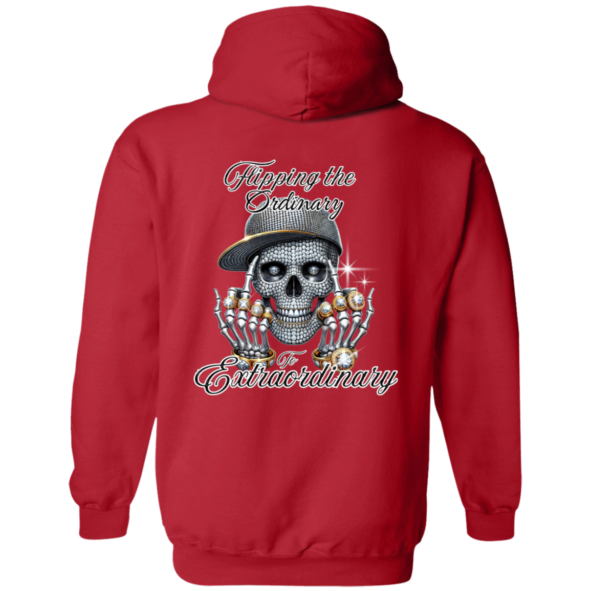 Diamond Skull Flipping the Bird Gildan Pullover Hoodie