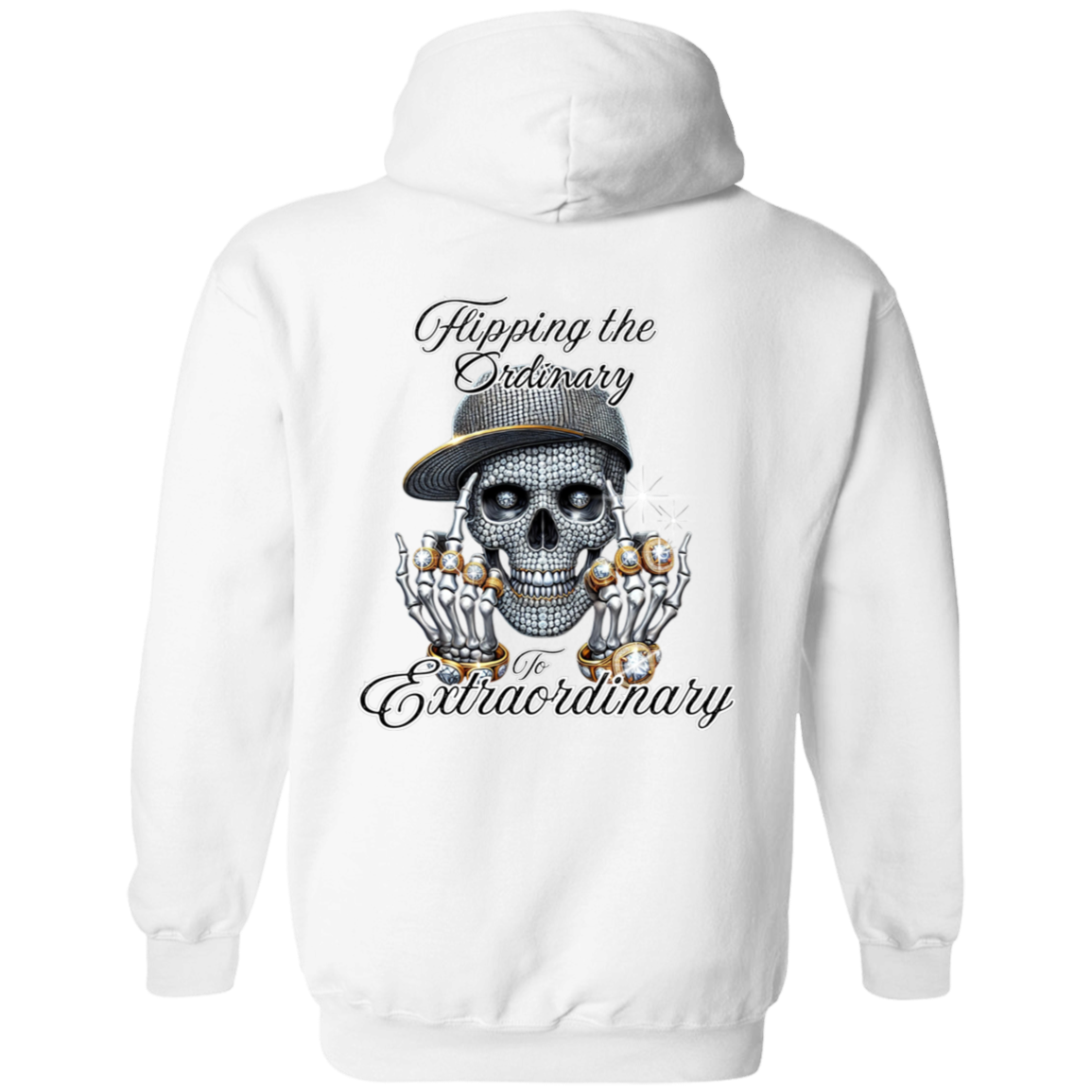 Diamond Skull Flipping the Bird Gildan Pullover Hoodie