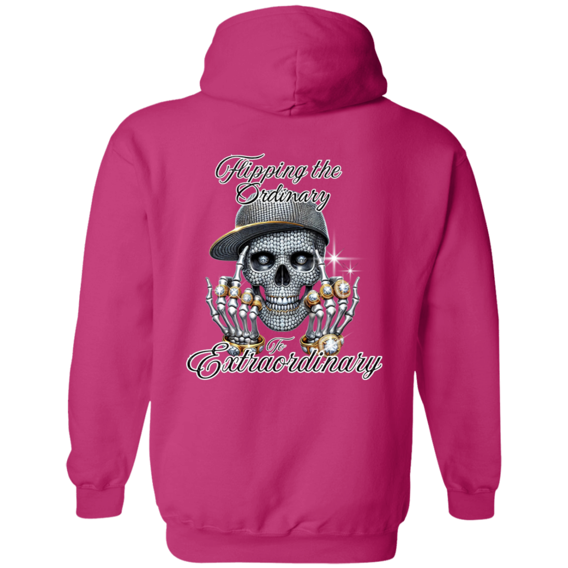 Diamond Skull Flipping the Bird Gildan Pullover Hoodie