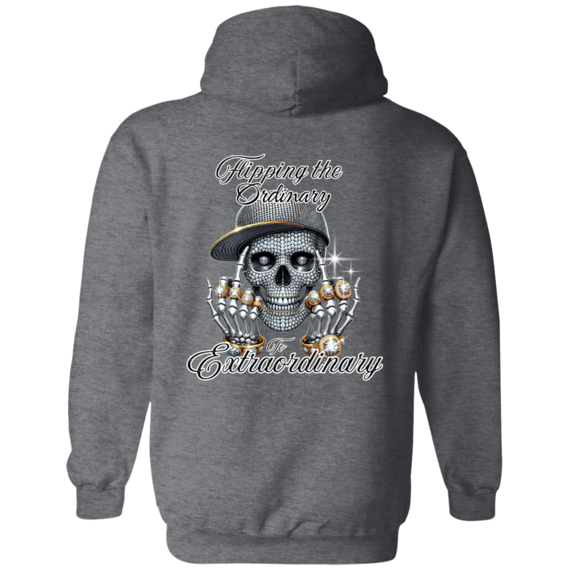 Diamond Skull Flipping the Bird Gildan Pullover Hoodie
