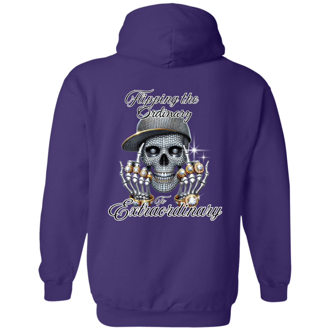 Diamond Skull Flipping the Bird Gildan Pullover Hoodie