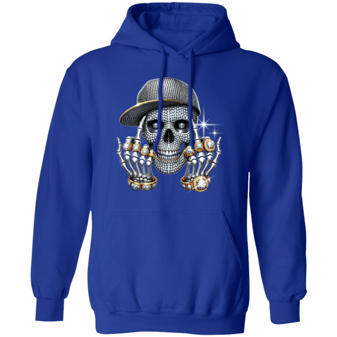 Diamond Skull Flipping the Bird Gildan Pullover Hoodie