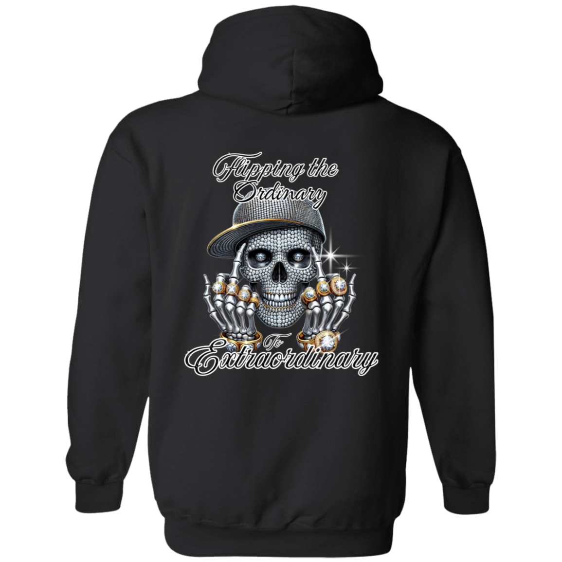 Diamond Skull Flipping the Bird Gildan Pullover Hoodie