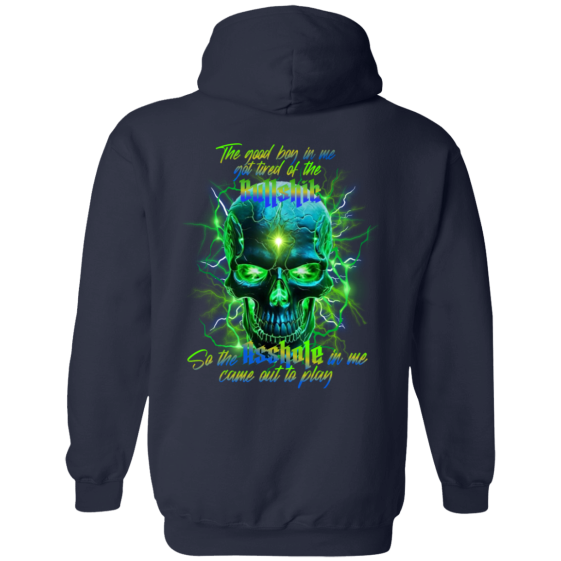 Green lighting Skull Men's Gildan Pullover Hoodie