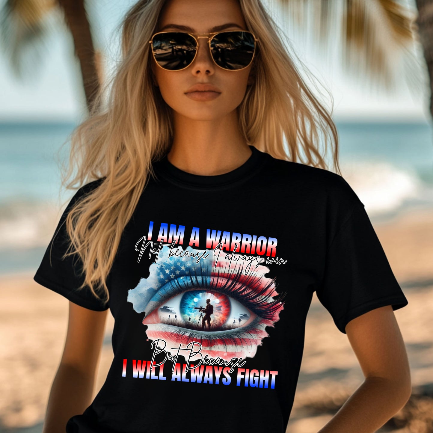 I am a warrior with red, white, and blue letters T-Shirt