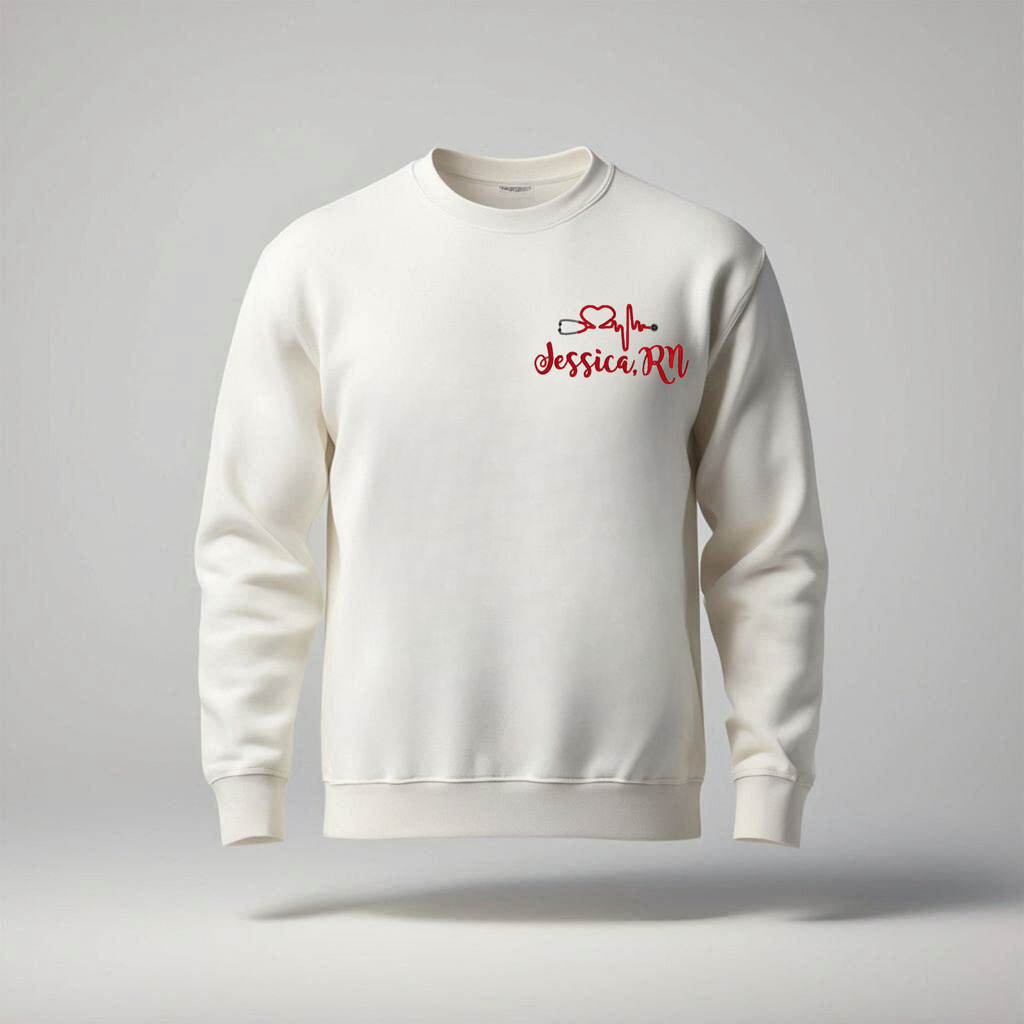 Heart Stethoscope RN (Registered Nurse) Custom name Sweater