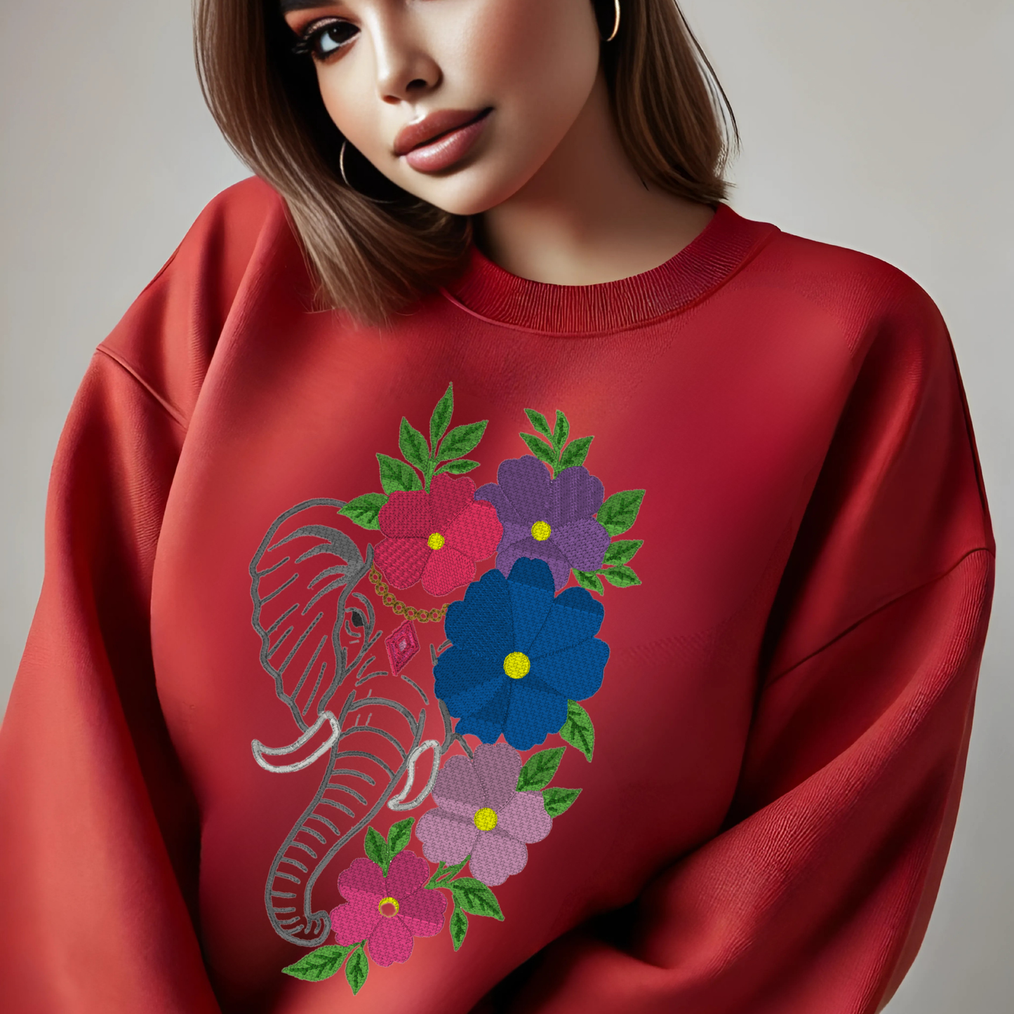 Elephant with Flowers Sweater