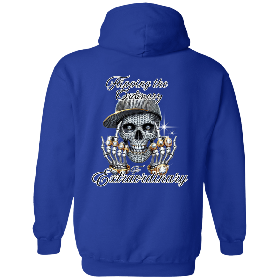 Diamond Skull Flipping the Bird Gildan Pullover Hoodie