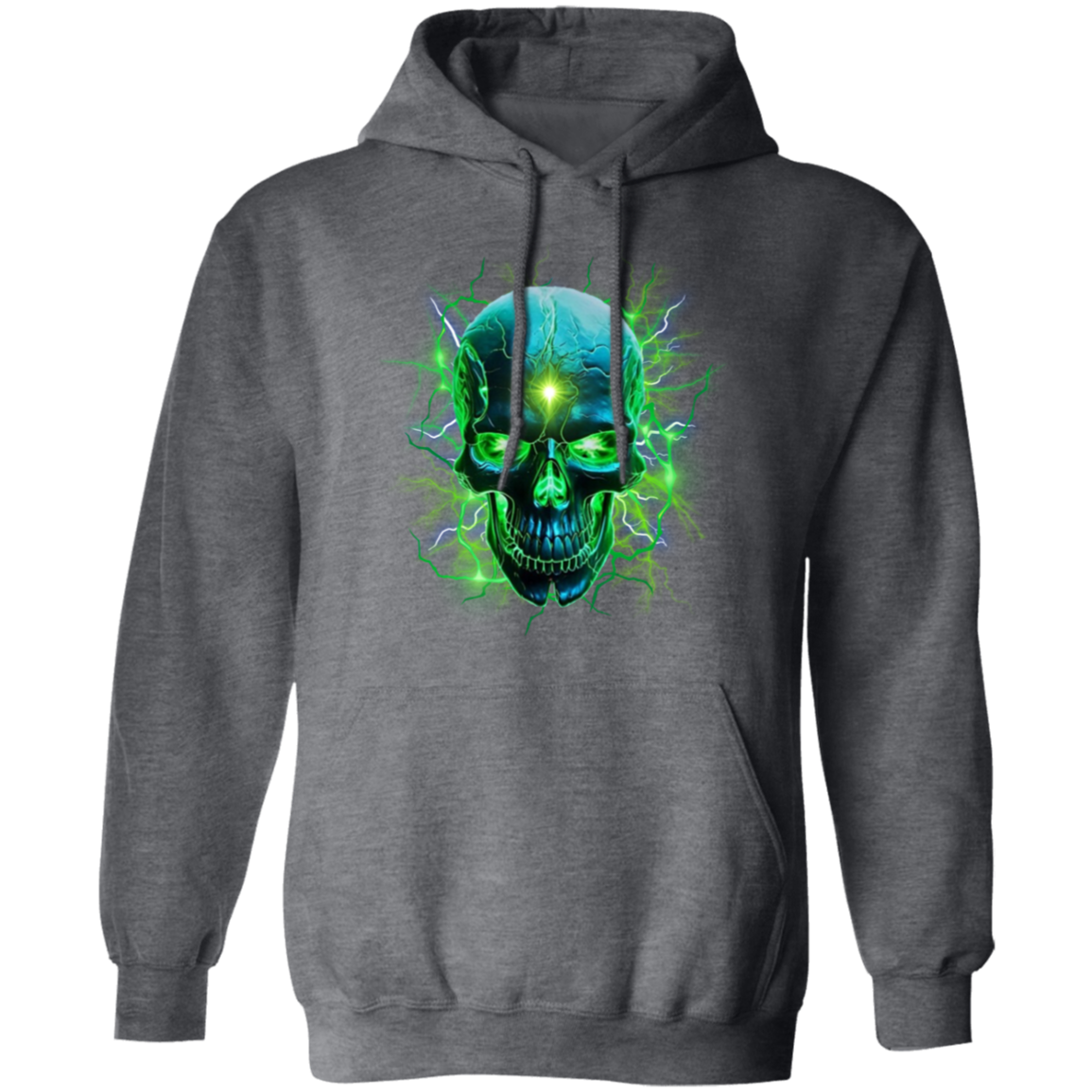 Green lighting Skull Men's Gildan Pullover Hoodie