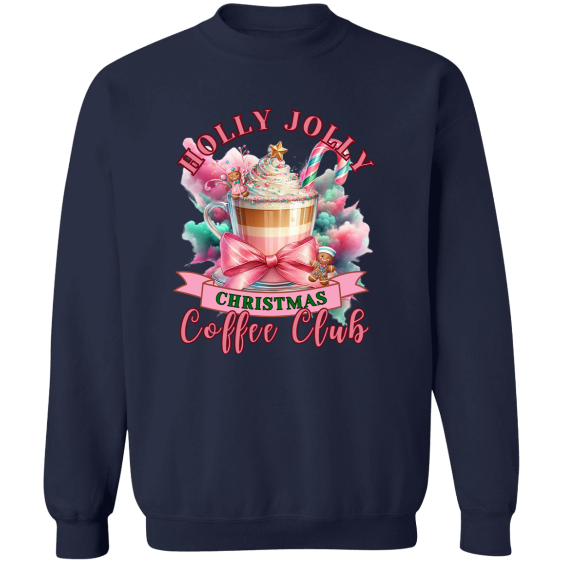 Pink Holly Jolly Coffee Cub Crewneck