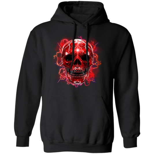 Red lighting Skull Gildan Pullover Hoodie