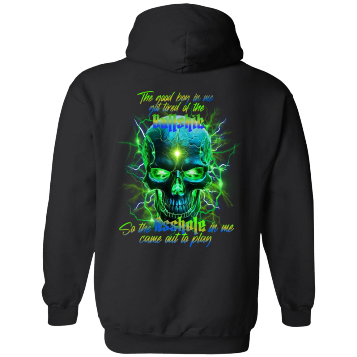 Green lighting Skull Men's Gildan Pullover Hoodie