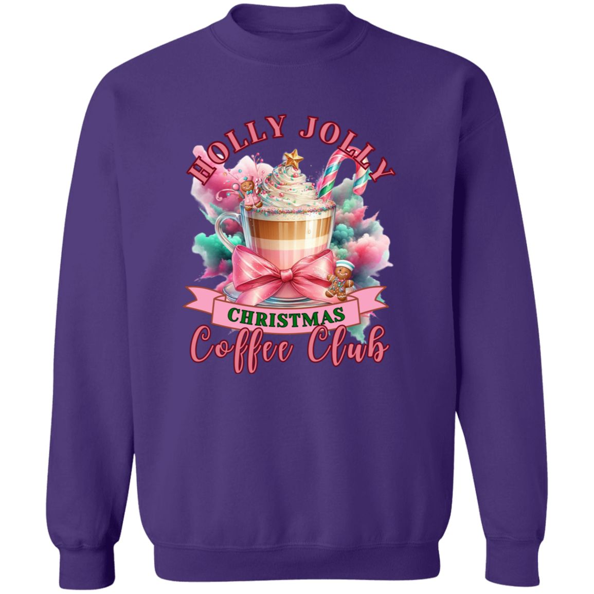 Pink Holly Jolly Coffee Cub Crewneck