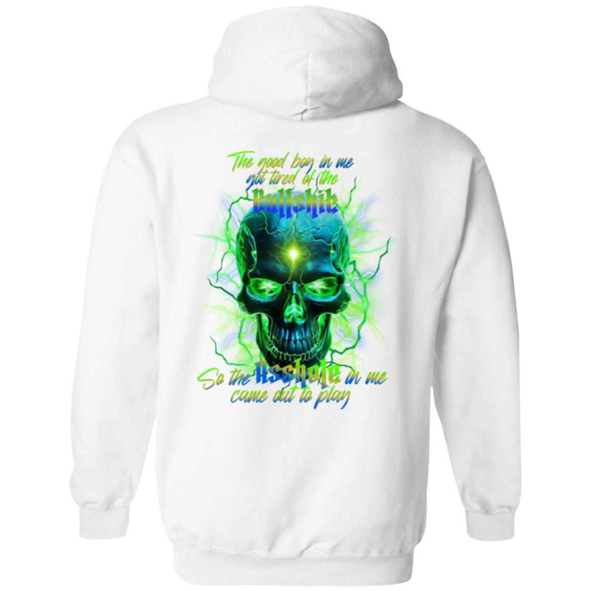 Green lighting Skull Men's Gildan Pullover Hoodie
