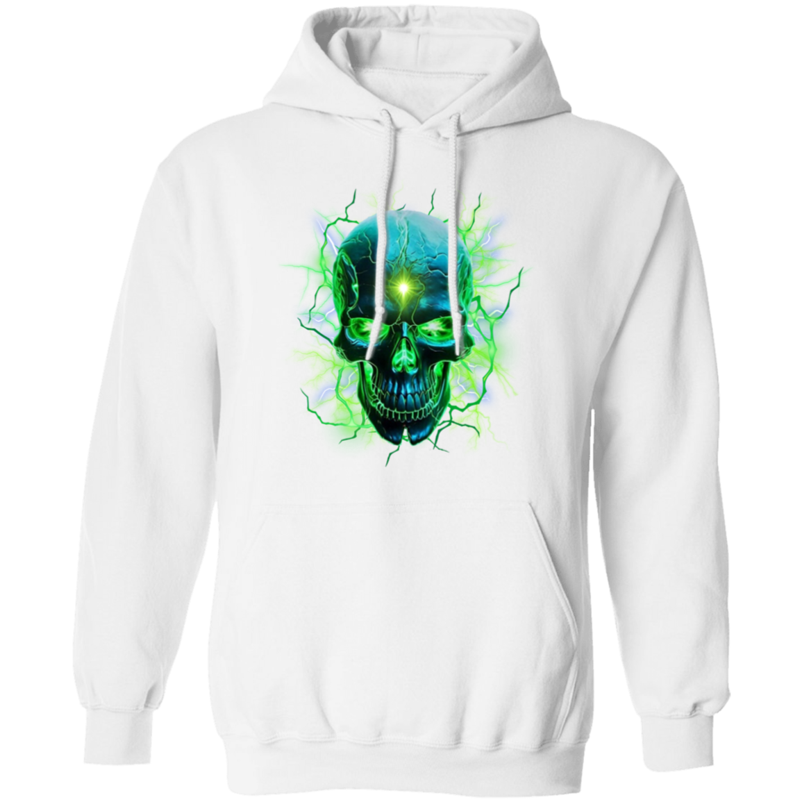 Green lighting Skull Men's Gildan Pullover Hoodie