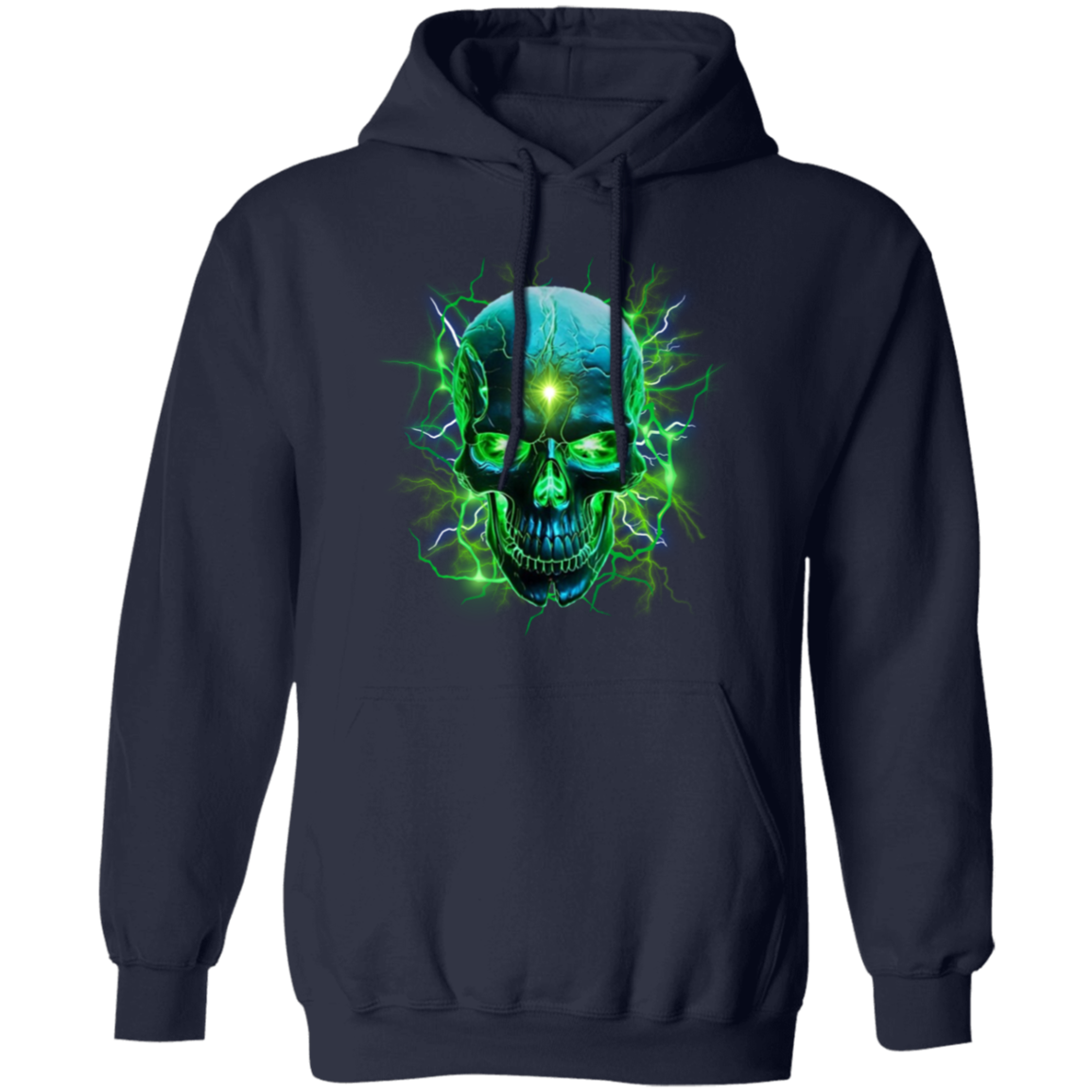 Green lighting Skull Men's Gildan Pullover Hoodie