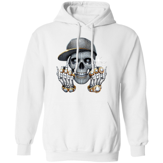 Diamond Skull Flipping the Bird Gildan Pullover Hoodie