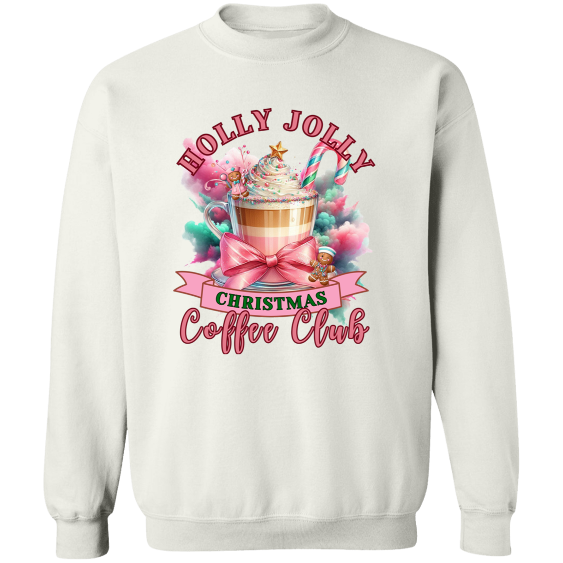 Pink Holly Jolly Coffee Cub Crewneck