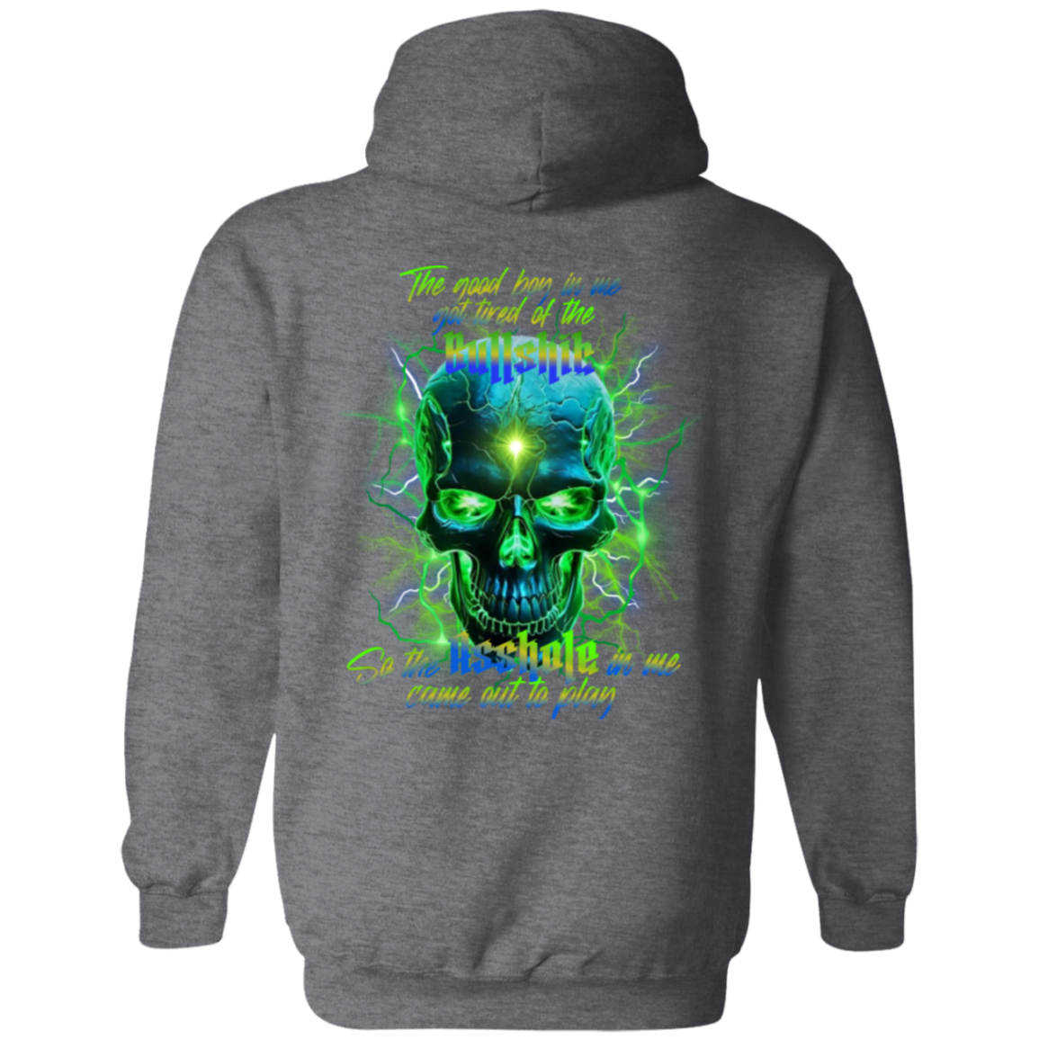 Green lighting Skull Men's Gildan Pullover Hoodie