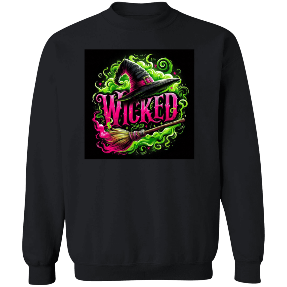Wicked with a green smoke background Crewneck Pullover Sweatshirt