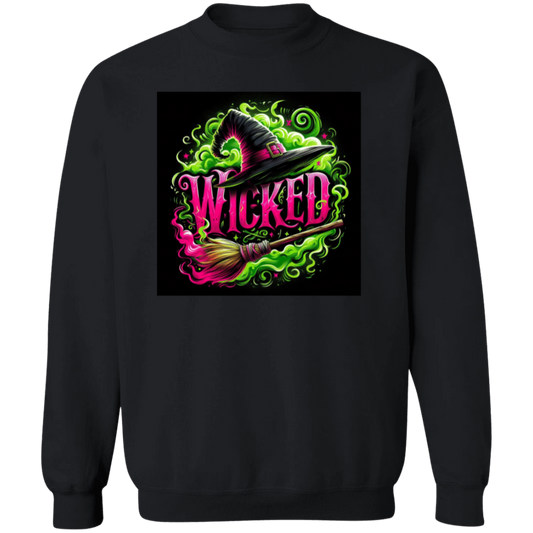 Wicked with a green smoke background Crewneck Pullover Sweatshirt