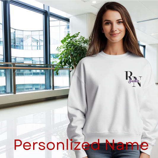 Custom Name RN Embroidery (Registered Nurse) Sweater