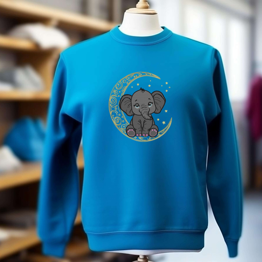 Elephant on the moon sweater (Embroidery)