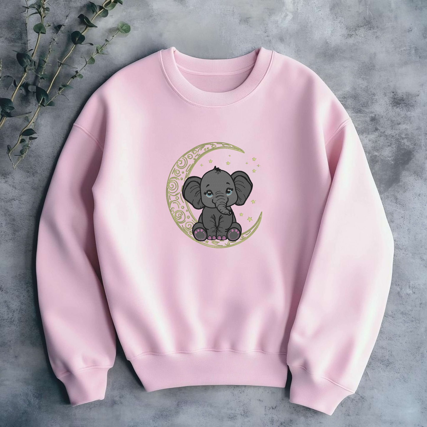 Elephant on the moon sweater (Embroidery)